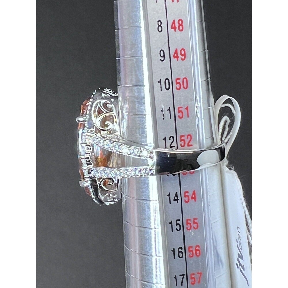 Bella Luce Champagne Simulated Diamond 13.00CT Oval Ring Rhodium Plated - Picture 12 of 14